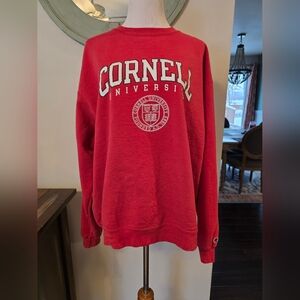 Cornell University Champion Sweatshirt Red Unisex Size XL Soft Broken In Cotton